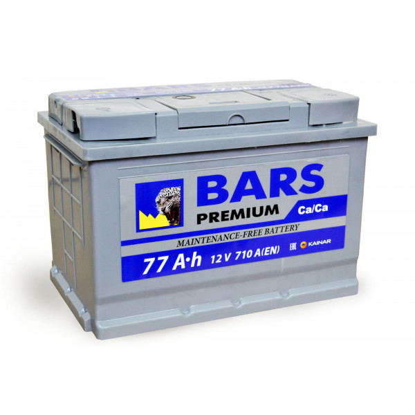 АКБ 6СТ-77 R+ (пт 750)(не обслуж) Premium BARS