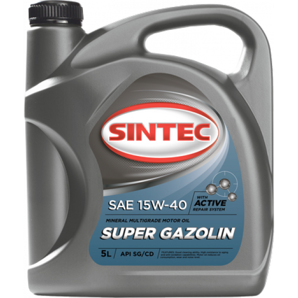 Масло ДВС 15W-40 SINTEC Super Gazolin SG/CD, 5л, минерал